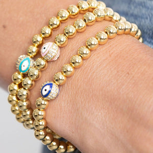 Evil Eye Golden Ball Charm Bracelet