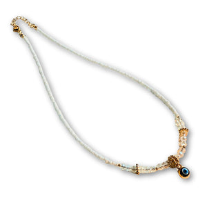 Evil Eye Charm Necklaces - White