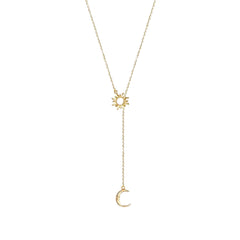 Sun & Moon Lariat Necklaces - Gold