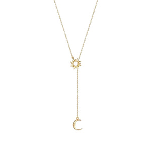 Sun & Moon Lariat Necklaces - Gold