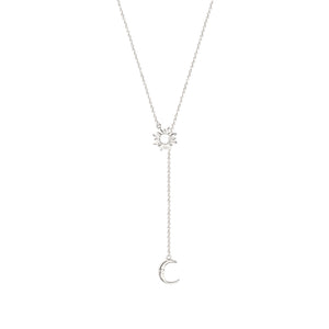 Sun & Moon Lariat Necklaces - Silver