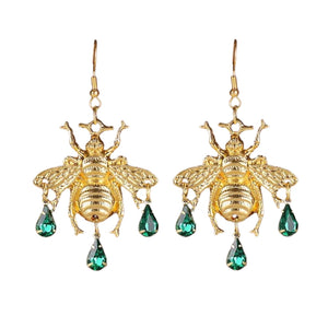 Vintage Cicada Gem Earrings Green