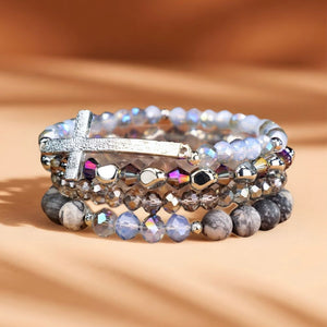 Healing Cross 4 Stack Bracelets - Cool Jasper