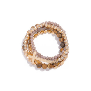 Healing Cross 4 Stack Bracelets - Picture Jasper