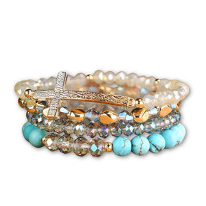 Healing Cross 4 Stack Bracelets - Turquoise