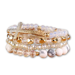 Healing Cross 4 Stack Bracelets - White Howlite