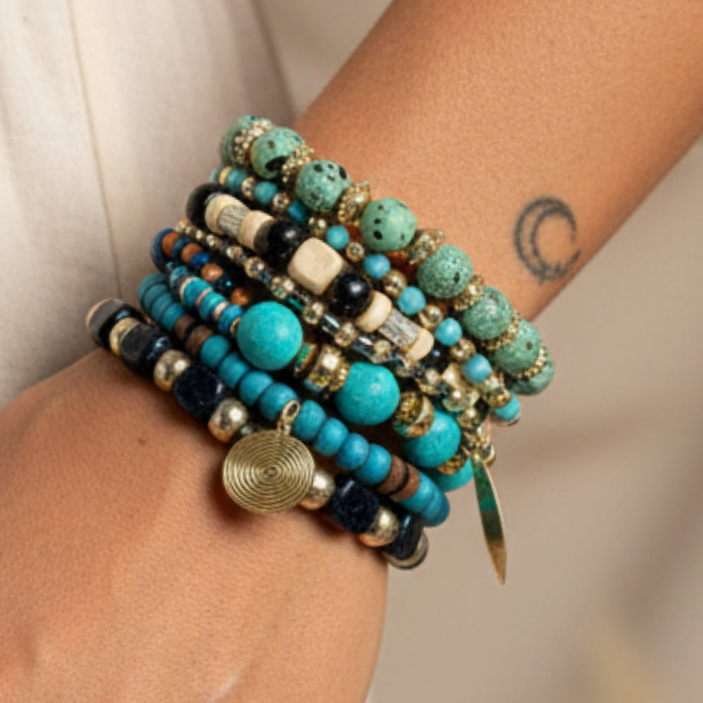 Bohemian Stacking Bracelet Set - Turquoise