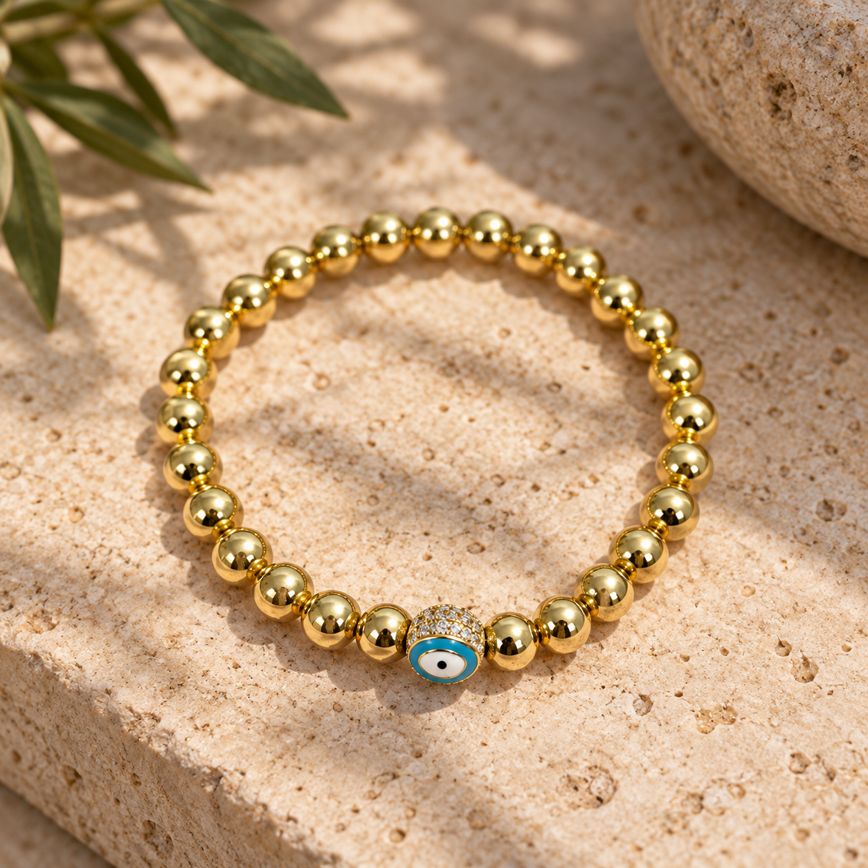 Evil Eye Golden Ball Charm Bracelet