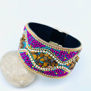 Boho Sparkle Magnetic Cuff Bracelet