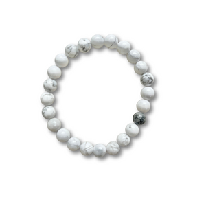 Crystal Healing Beaded Bracelet, White Howlite