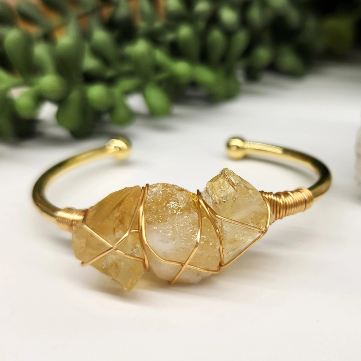 Gemstone Wire-Wrapped Bracelet - Citrine Yellow Gold