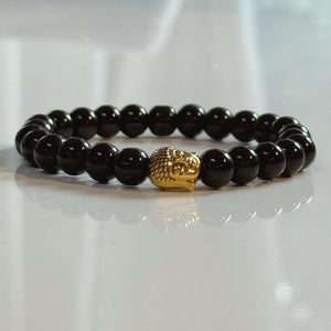 Buddha Crystal Beaded Bracelet - Black Onyx