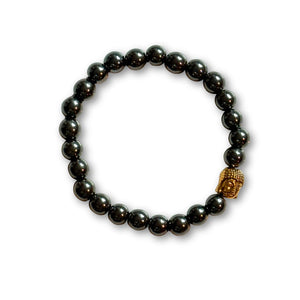 Buddha Crystal Beaded Bracelet - Hematite