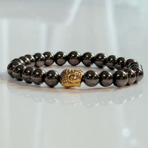 Buddha Crystal Beaded Bracelet - Hematite