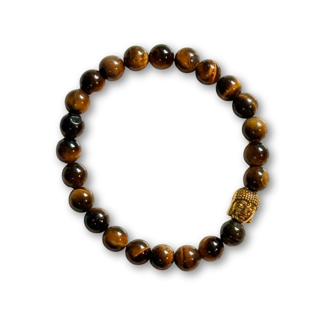 Buddha Crystal Beaded Bracelet - Tiger Eye