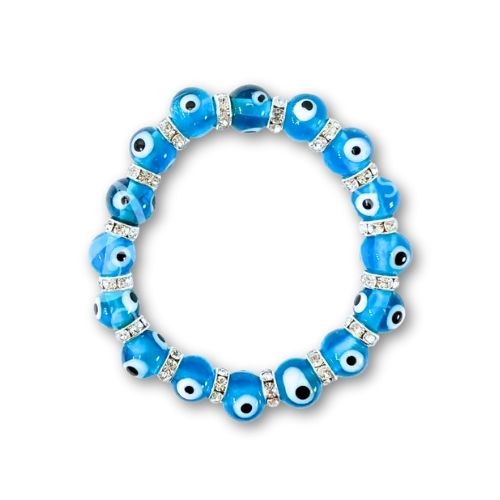 Evil Eye Beaded Bracelets - Aqua