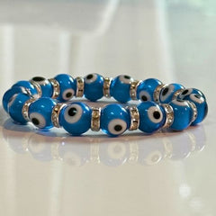 Evil Eye Beaded Bracelets - Aqua