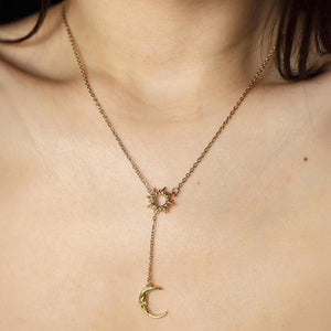 Sun & Moon Lariat Necklaces - Gold