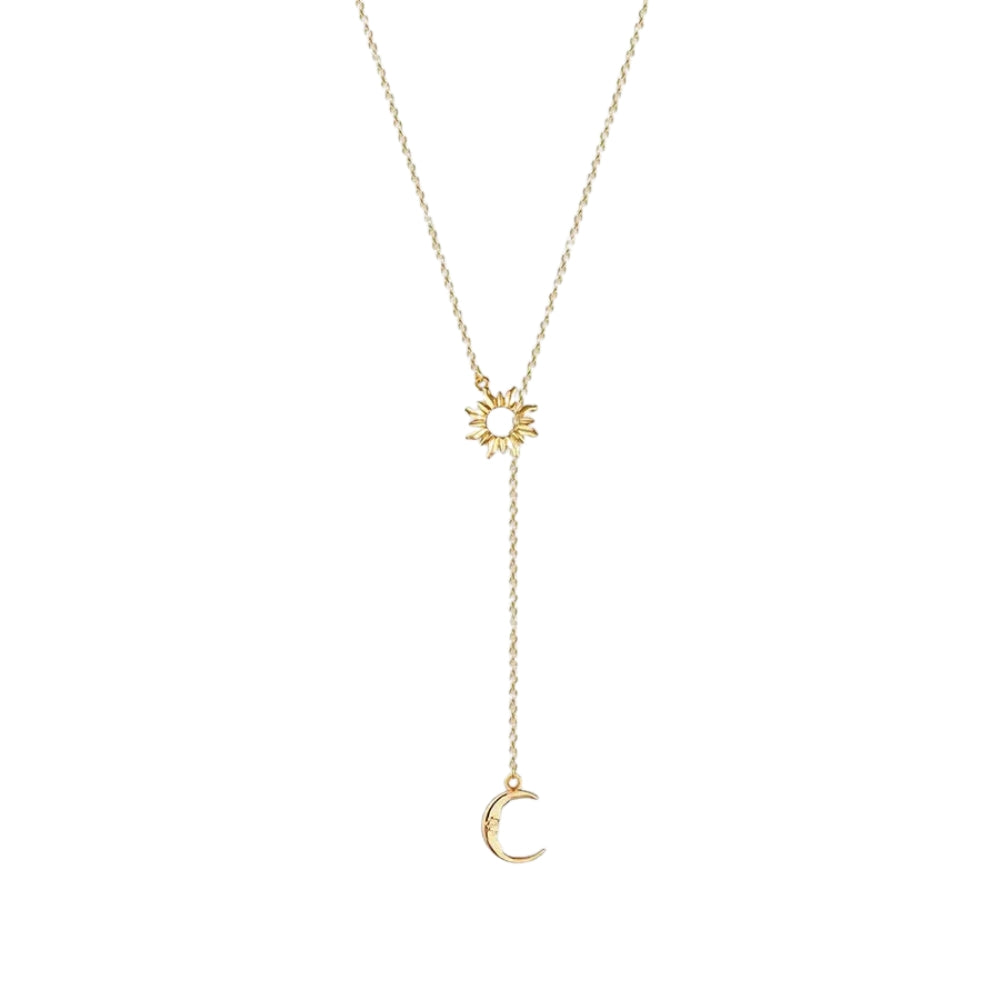 Sun & Moon Lariat Necklaces - Gold