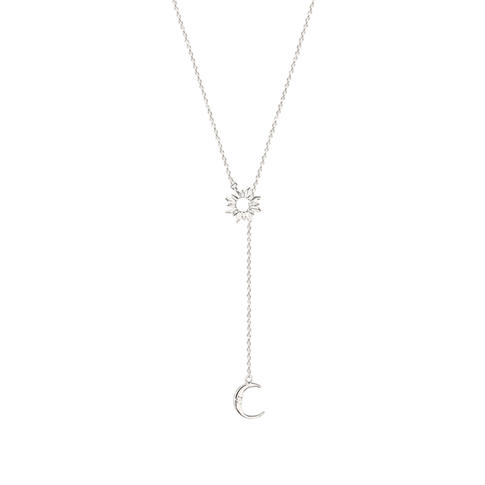 Sun & Moon Lariat Necklaces - Silver