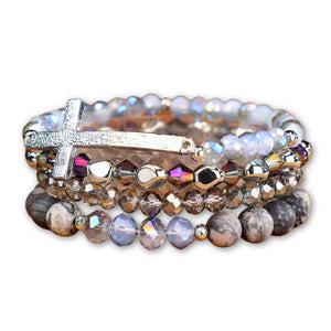 Healing Cross 4 Stack Bracelets - Cool Jasper