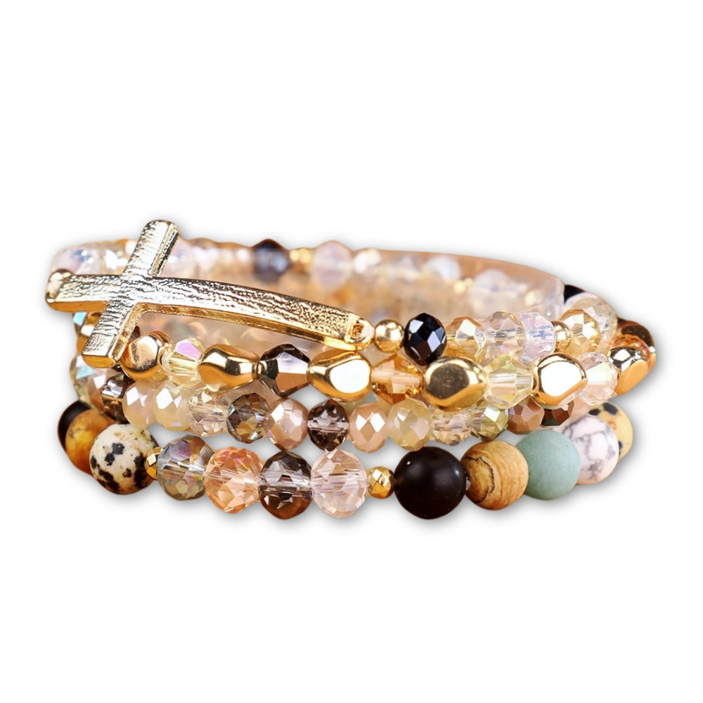 Healing Cross 4 Stack Bracelets - Multi Stone