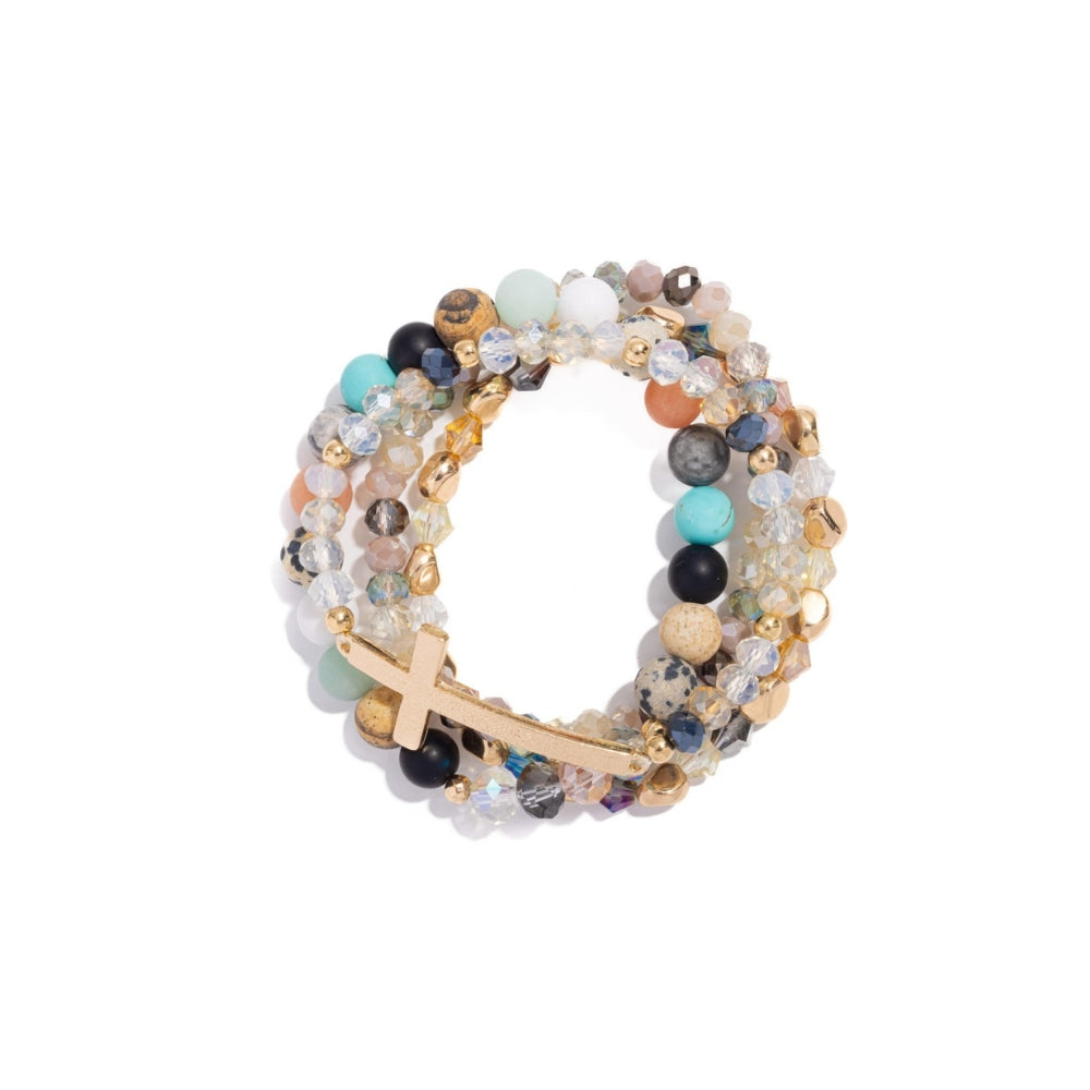 Healing Cross 4 Stack Bracelets - Multi Stone