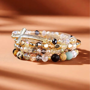 Healing Cross 4 Stack Bracelets - Multi Stone
