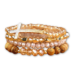 Healing Cross 4 Stack Bracelets - Picture Jasper