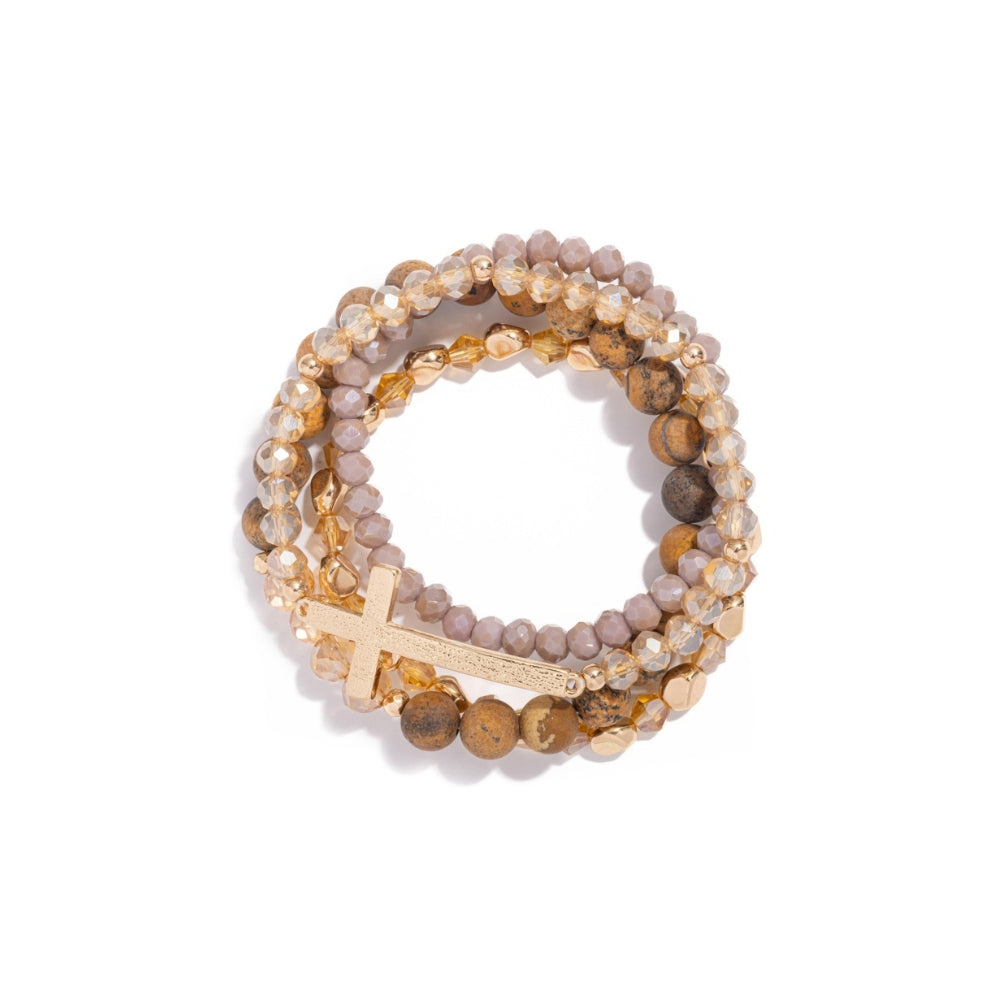 Healing Cross 4 Stack Bracelets - Picture Jasper