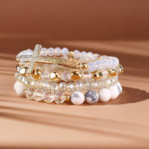 Healing Cross 4 Stack Bracelets - White Howlite