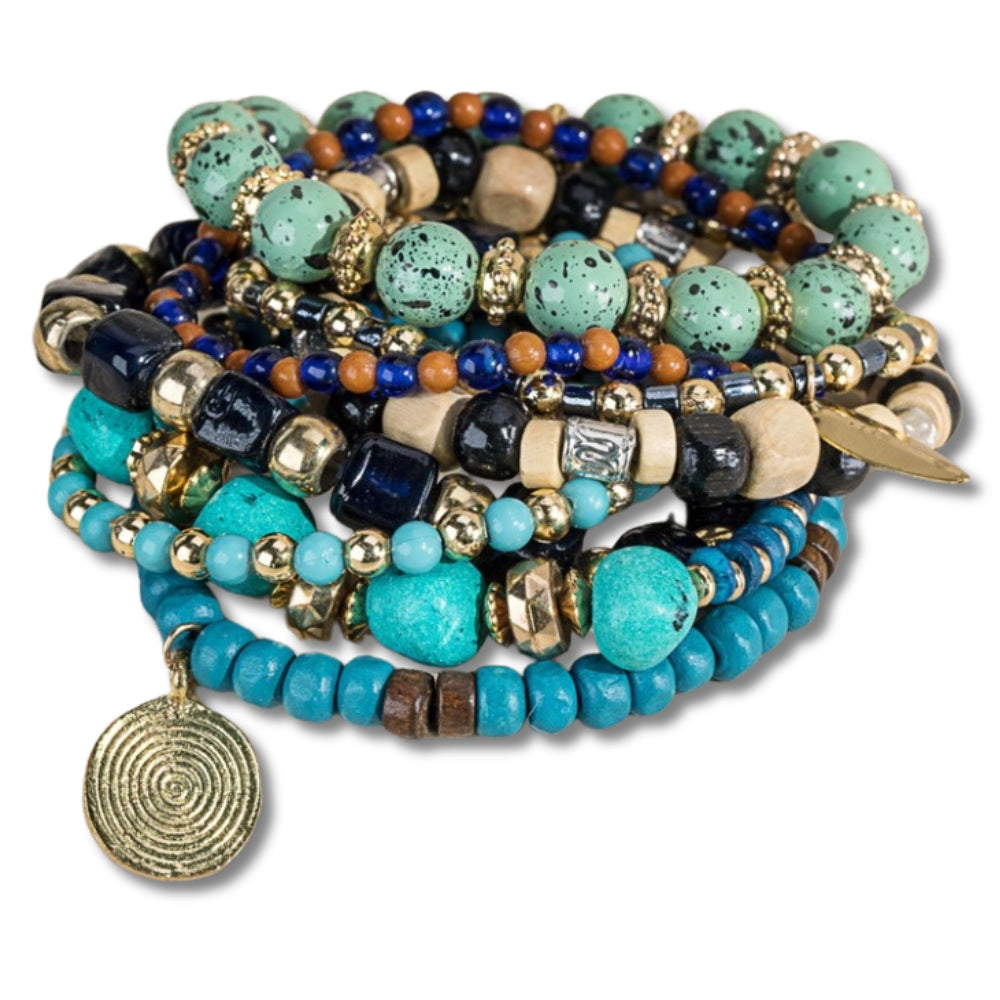 Bohemian Stacking Bracelet Set - Turquoise