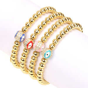 Evil Eye Golden Ball Charm Bracelet
