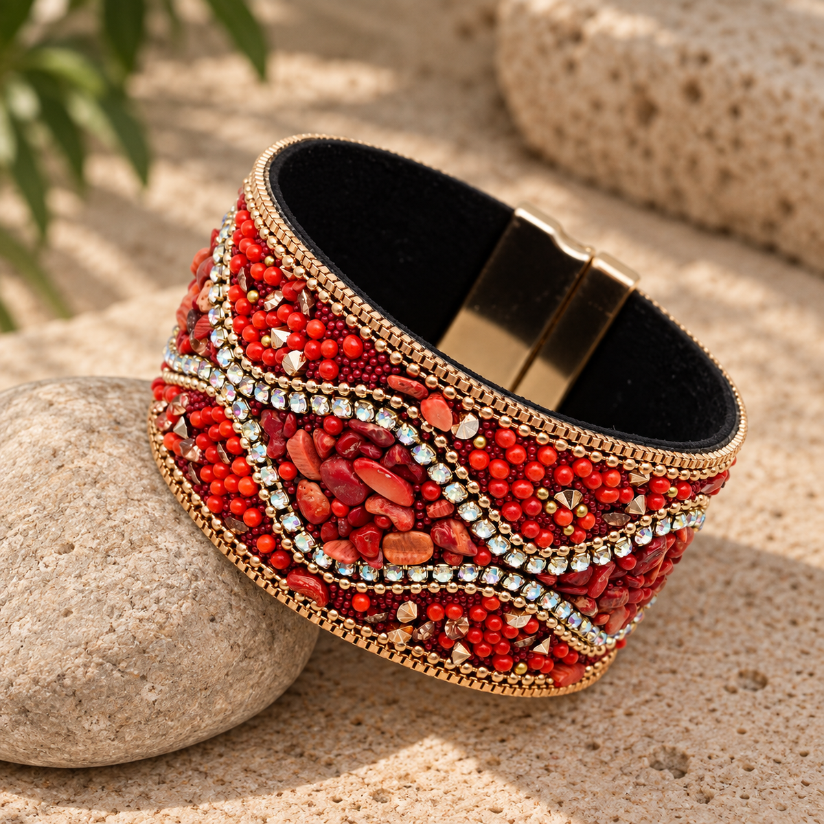 Boho Sparkle Magnetic Cuff Bracelet