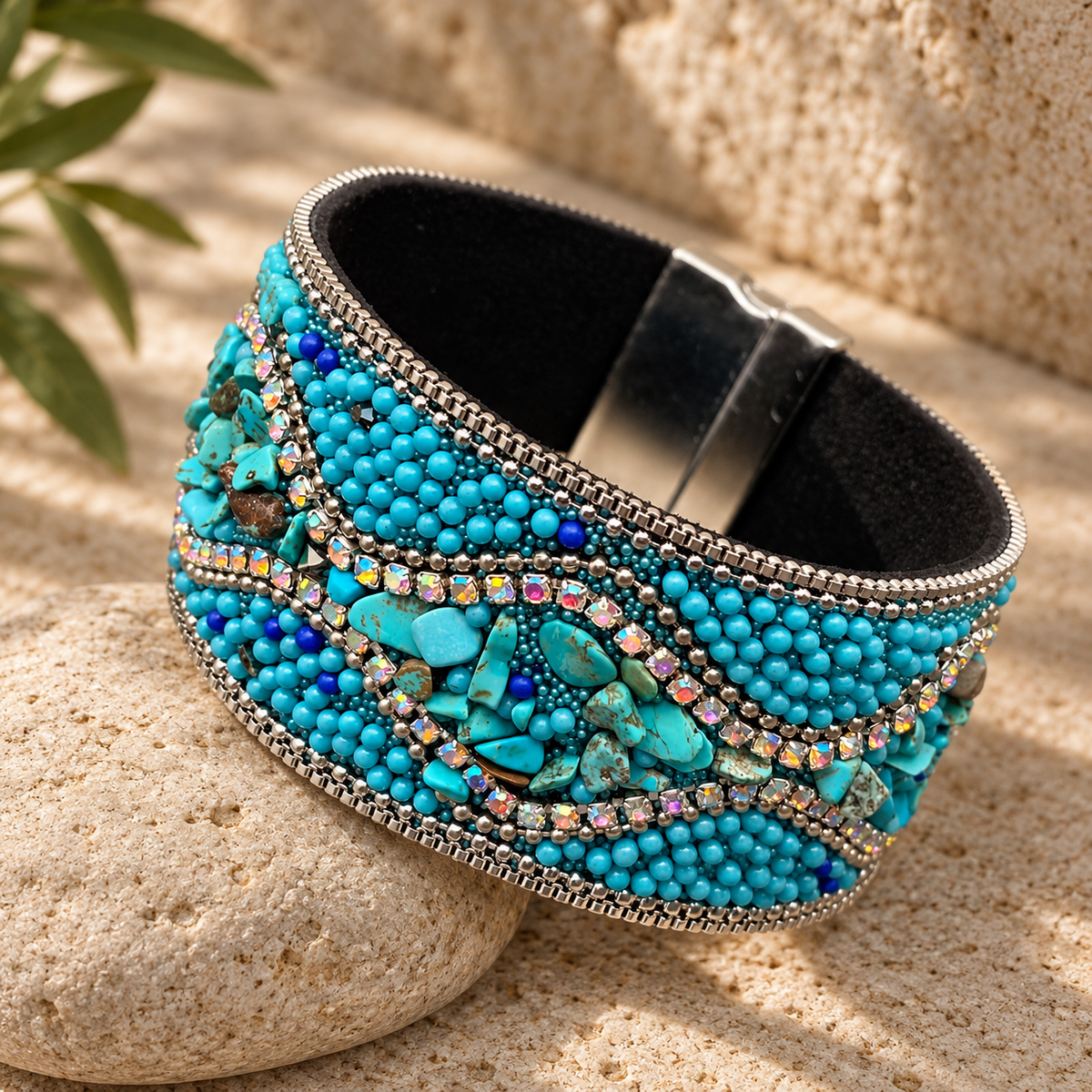 Boho Sparkle Magnetic Cuff Bracelet