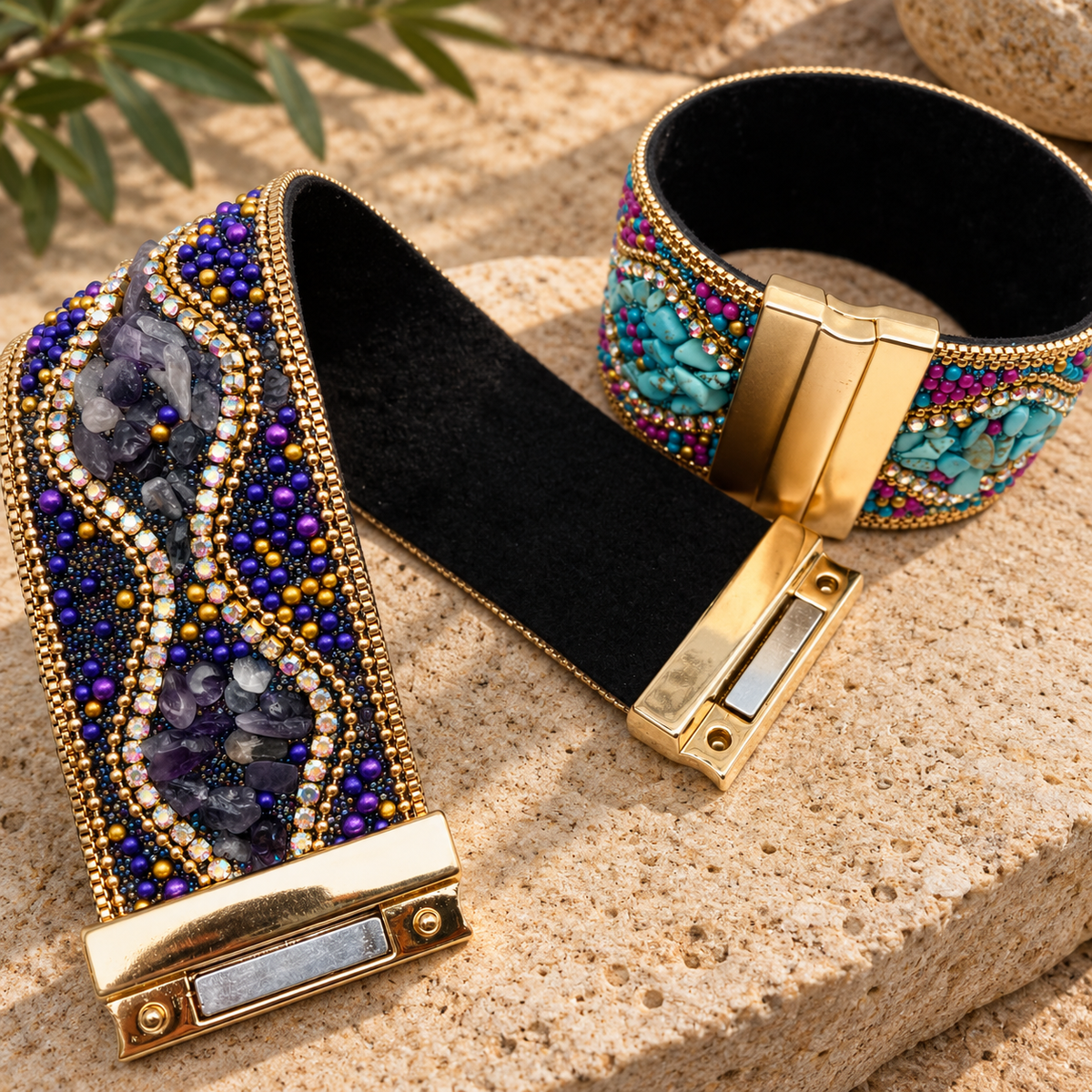 Boho Sparkle Magnetic Cuff Bracelet