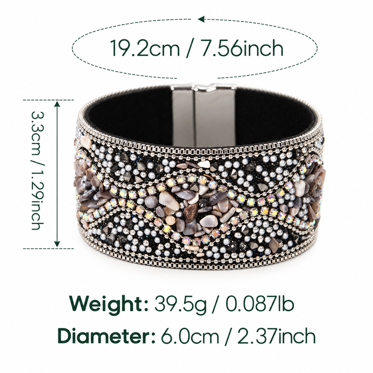 Boho Sparkle Magnetic Cuff Bracelet