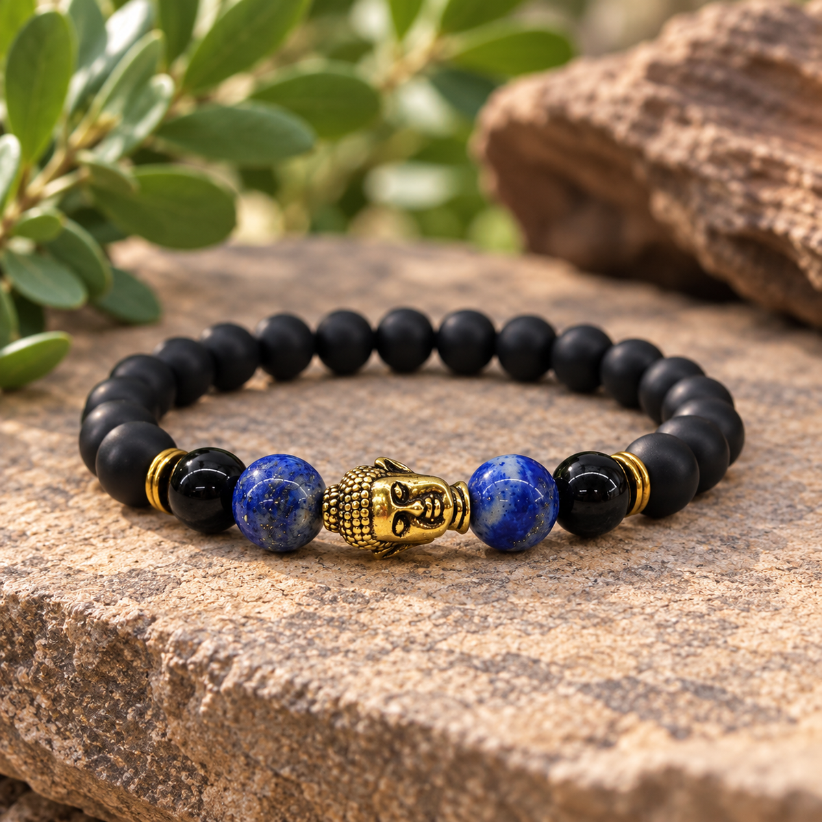 Buddha Black Obsidian Beaded Bracelets