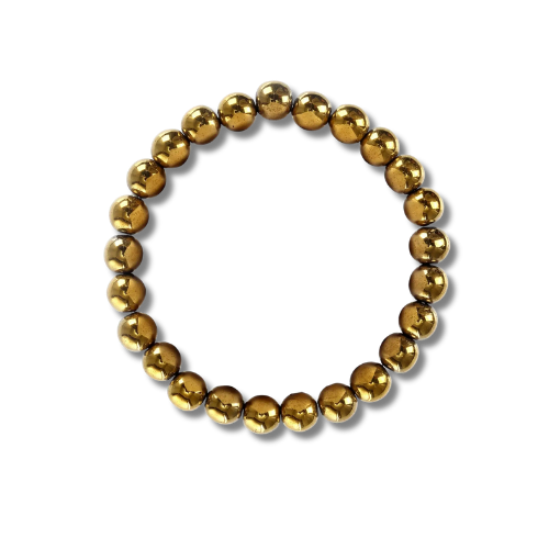 Crystal Healing Beaded Bracelet, Golden Hematite
