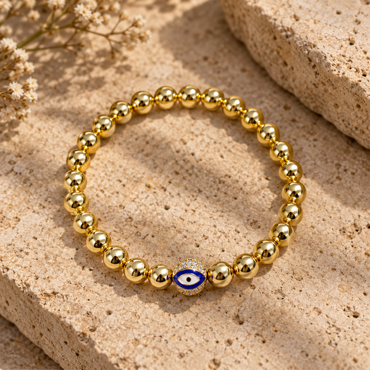 Evil Eye Golden Ball Charm Bracelet