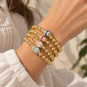 Evil Eye Golden Ball Charm Bracelet