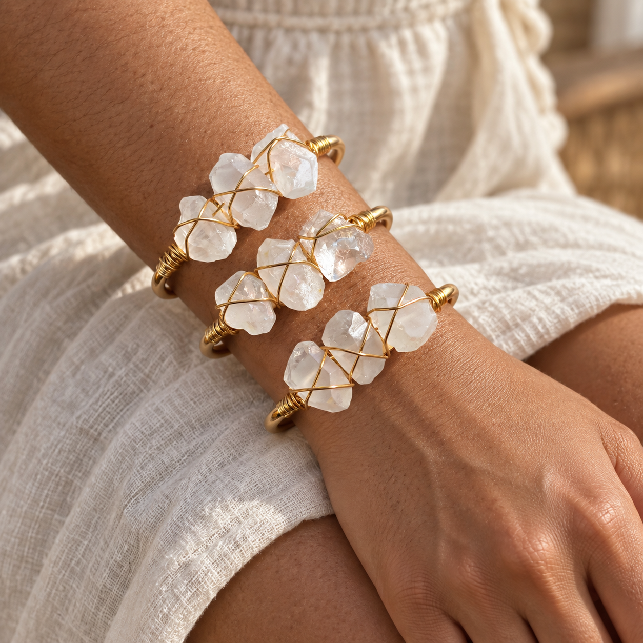 Gemstone Wire-Wrapped Bracelet