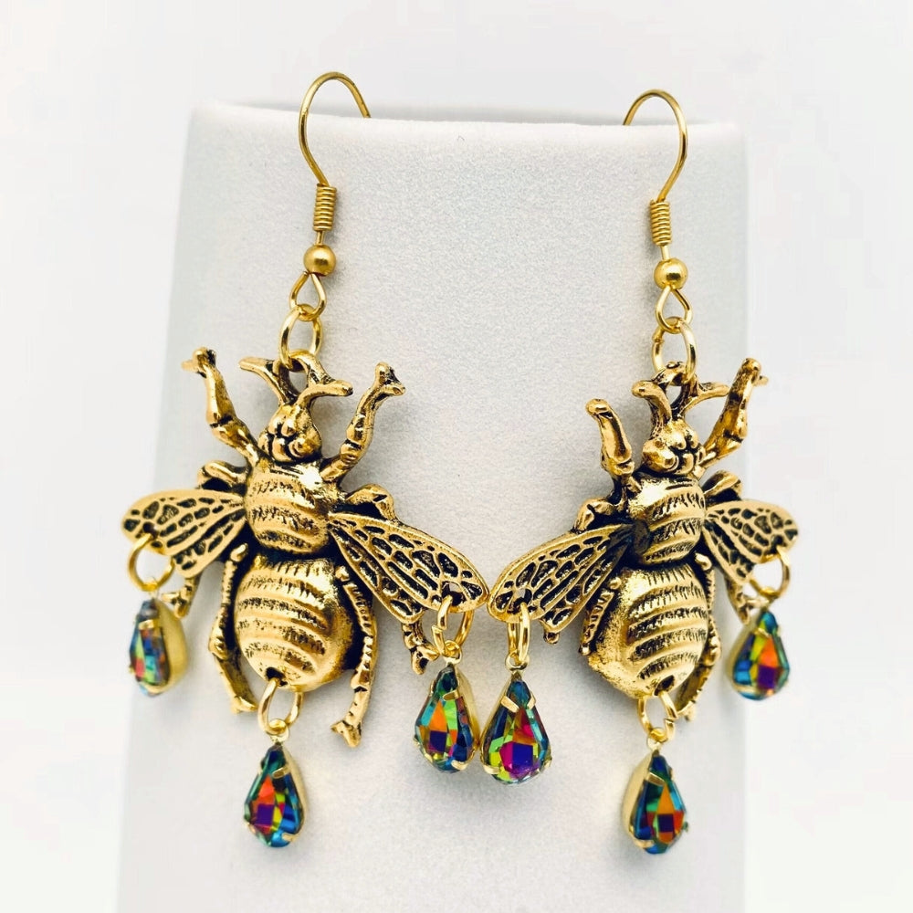 Vintage Cicada Gem Earrings