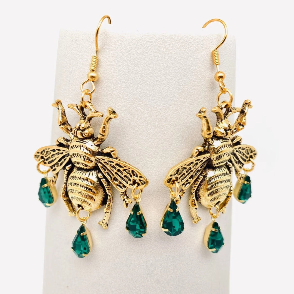 Vintage Cicada Gem Earrings