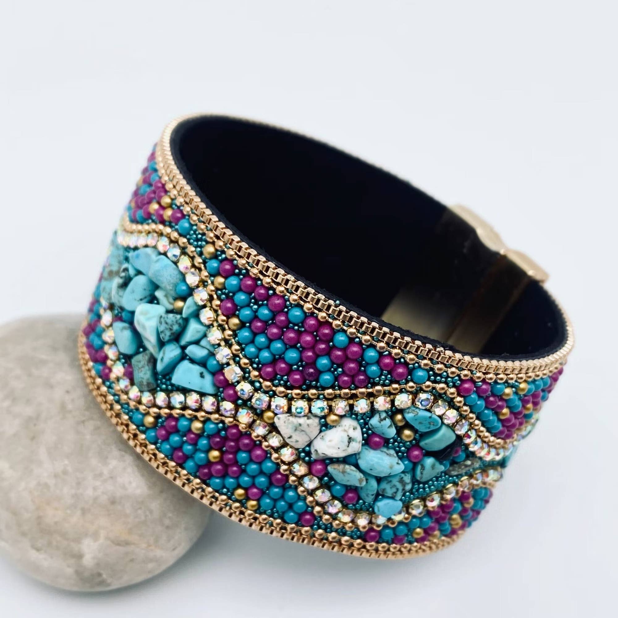 Boho Sparkle Magnetic Cuff Bracelet