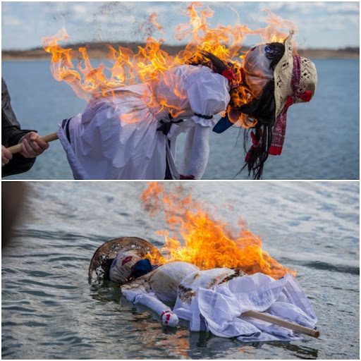 Marzanna doll drowning and being set aflame